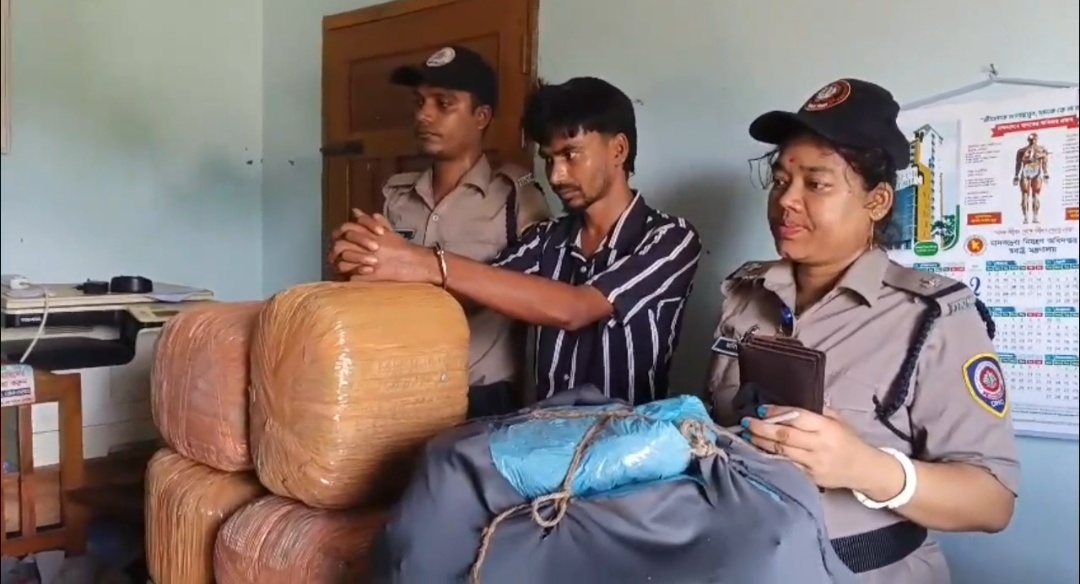 শান্তিগঞ্জে প্রাইভেটকার থেকে ৪০ কেজি গাঁজা উদ্ধার, চালক গ্রেপ্তার
