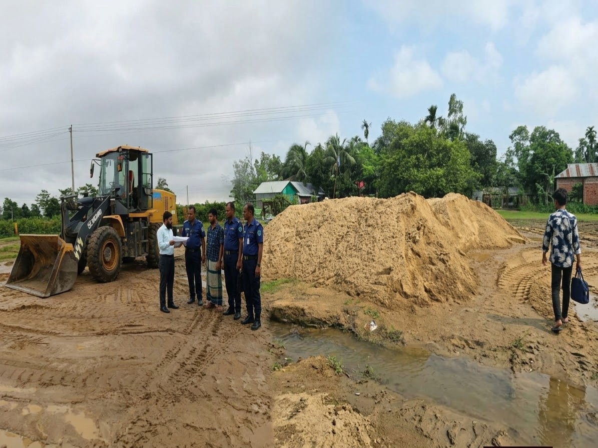 দুর্গাপুরে অবৈধ বালু উত্তোলন ও পরিবহন, এক লাখ টাকা জরিমানা