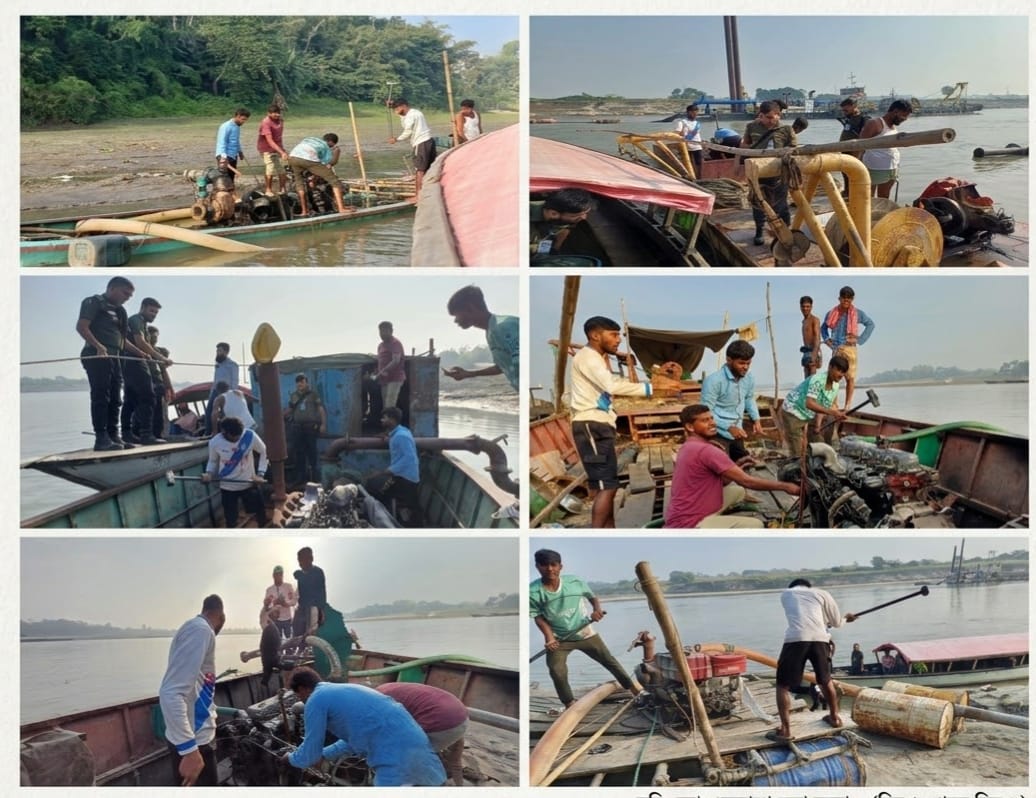 ময়মনসিংহে অবৈধ বালু উত্তোলনবিরোধী অভিযান, ৩৪ ড্রেজার জব্দ ও ধ্বংস